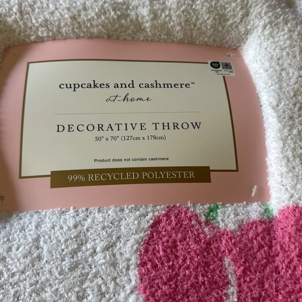 Cupcakes and Cashmere Oversized Cherry Throw Blanket NEW
